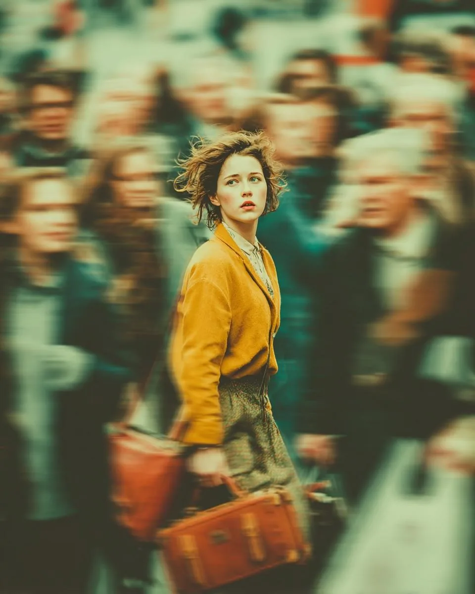 Cinematic Emotional Portrait with Motion Blur - Nano Banana Pro AI Prompt for Social Media Post reference