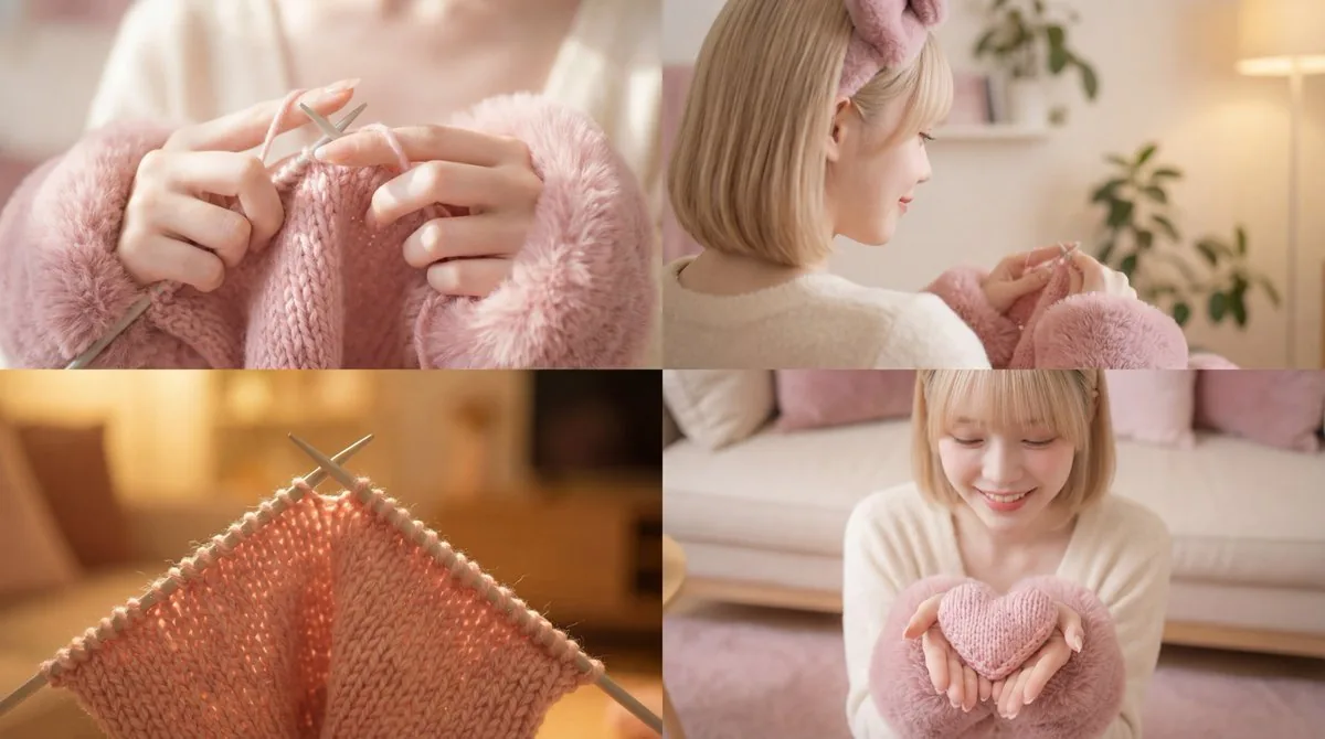 Cinematic Video of a Woman Knitting reference