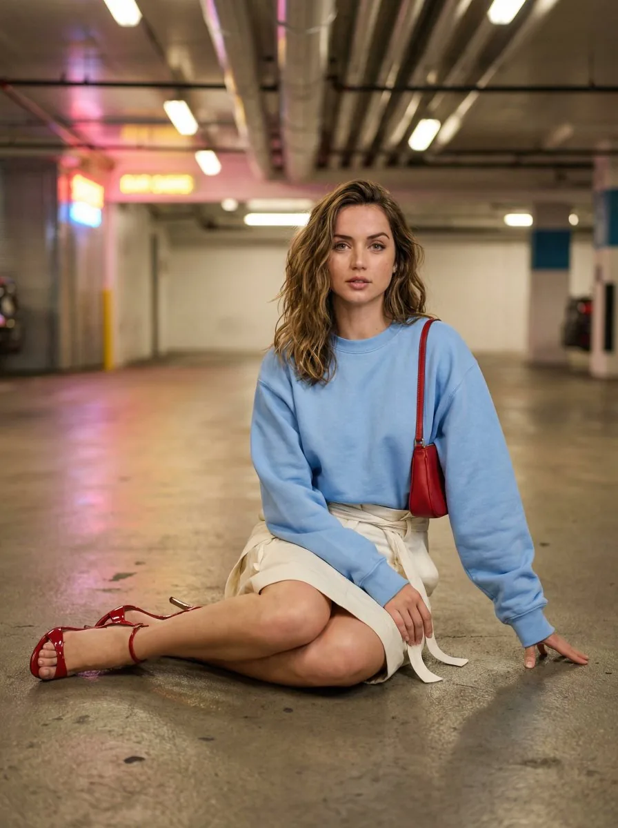 Cinematic Fashion Portrait in Underground Parking - Nano Banana Pro AI Prompt for Social Media Post reference