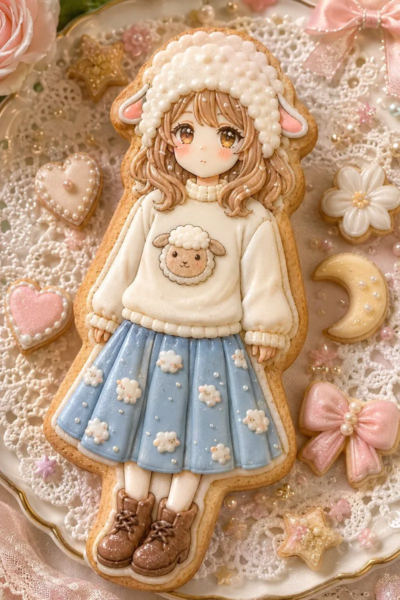 Kawaii Sheep Girl Icing Cookie reference