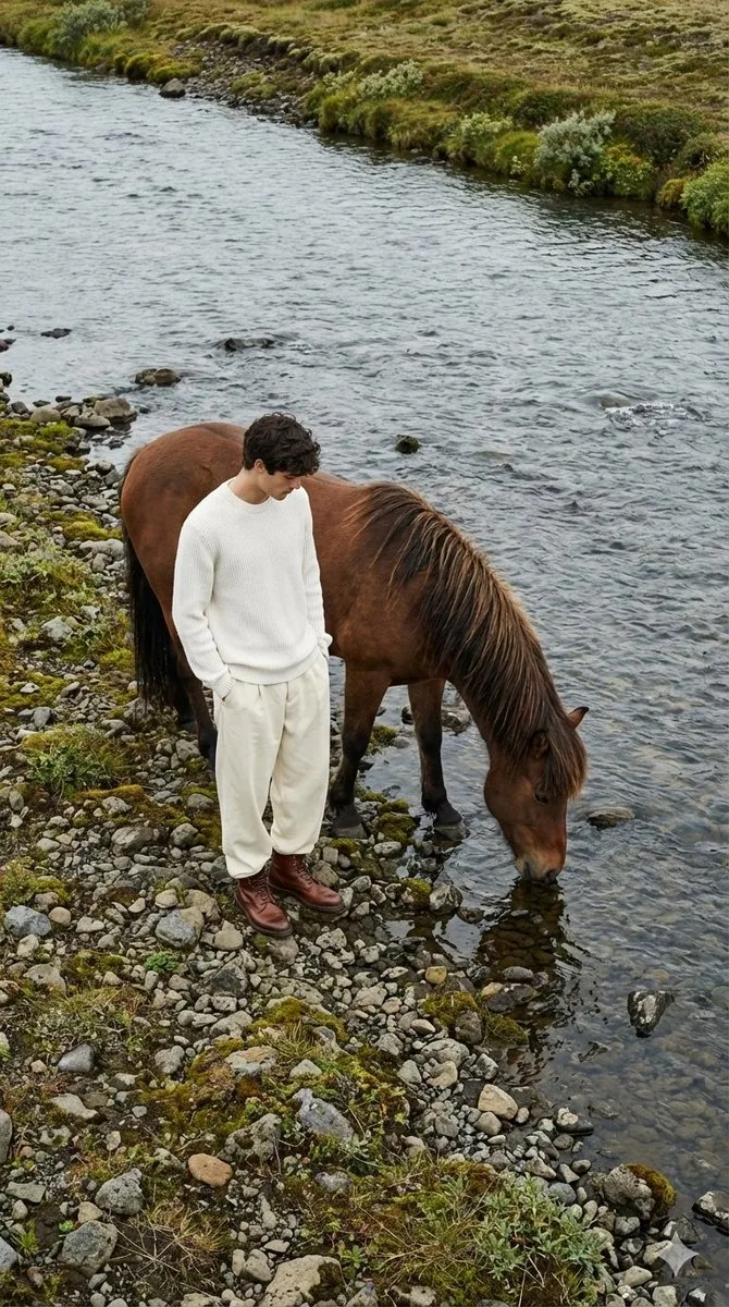 Jil Sander Aesthetic Fashion Editorial: Man and Horse reference