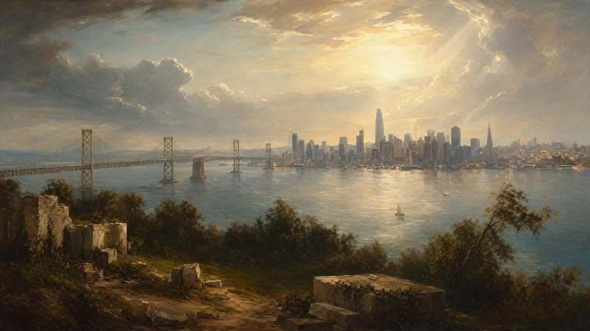 Golden Bay City Romantic Landscape reference