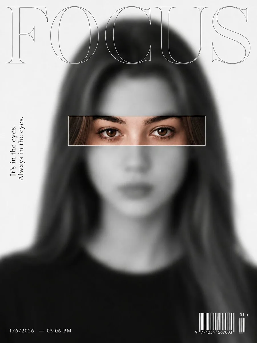 Ultra-Minimalist Magazine Cover Portrait reference