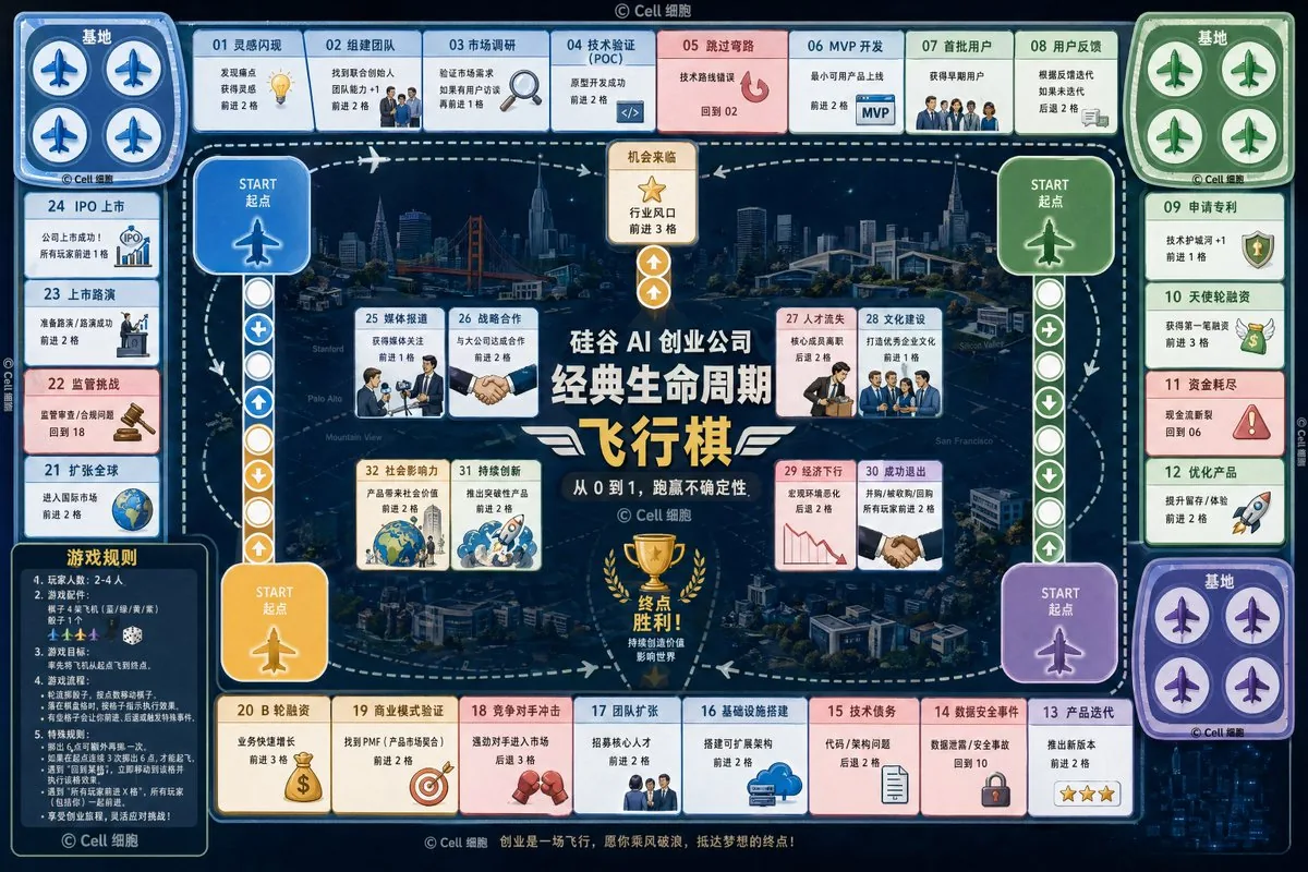 AI Startup lifecycle game prompt reference