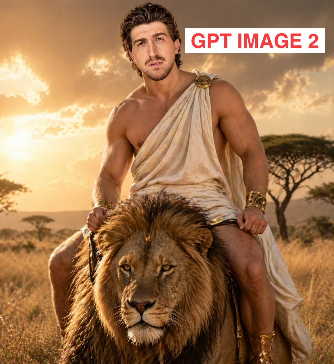 Greek God Riding a Lion reference