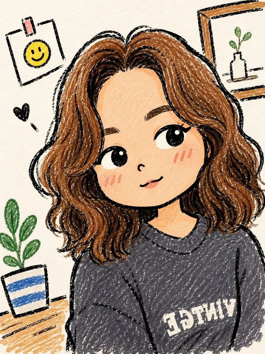 Chibi Girl Crayon Illustration reference