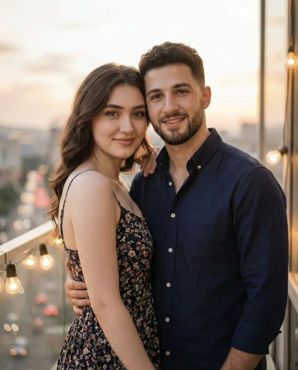Photorealistic Romantic Couple Portrait with Identity Preservation - Nano Banana Pro AI Prompt for Social Media Post reference