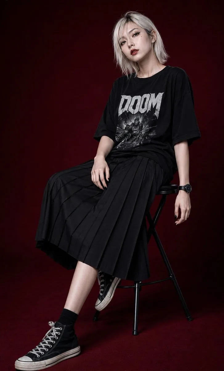Edgy Asian Fashion Studio Portrait reference