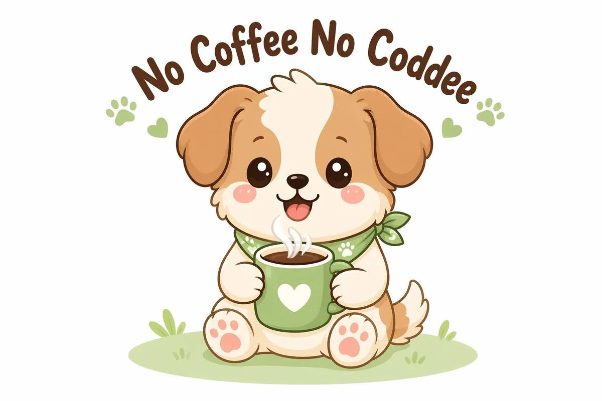 Kawaii coffee dog vector illustration reference