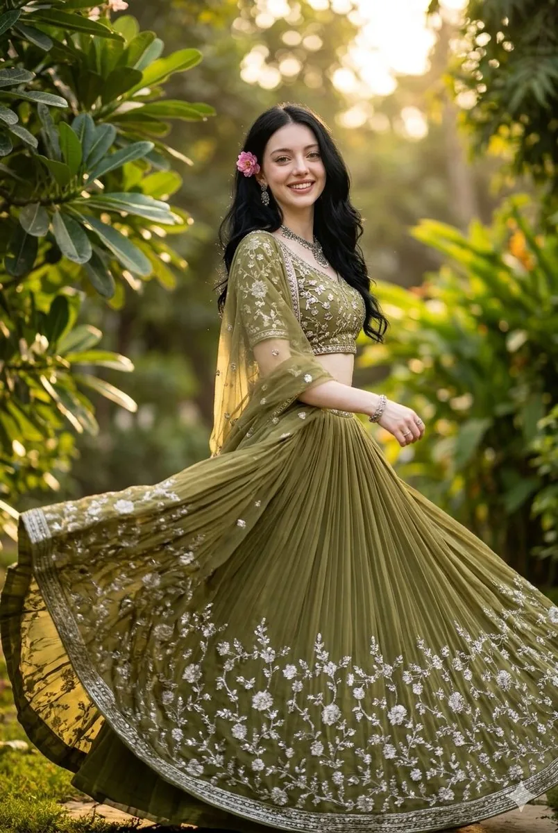 Indian Fashion Portrait in Garden reference