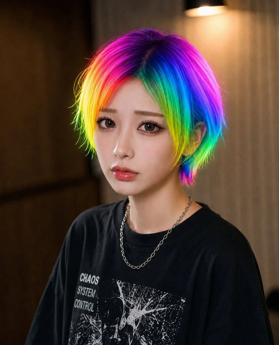 Rainbow Hair Censored Portrait reference