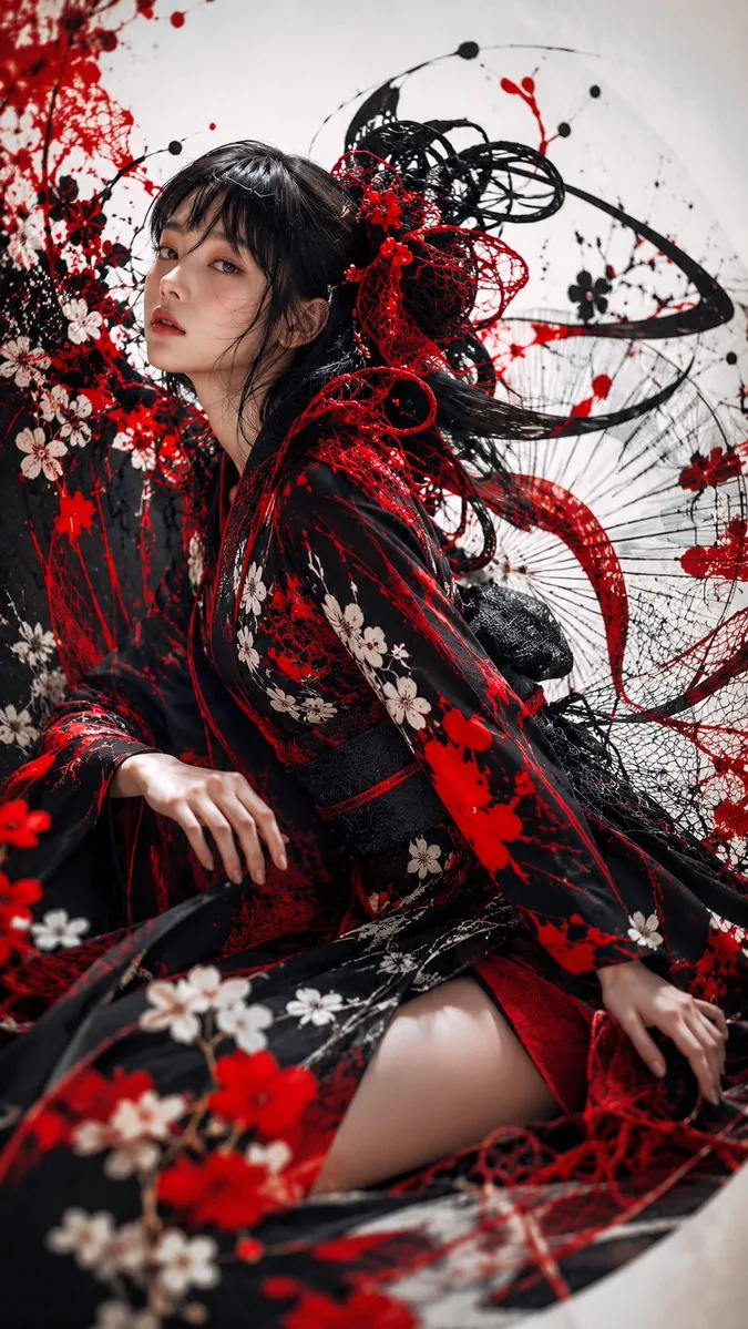 Gothic Kimono Ink Fashion Portrait reference