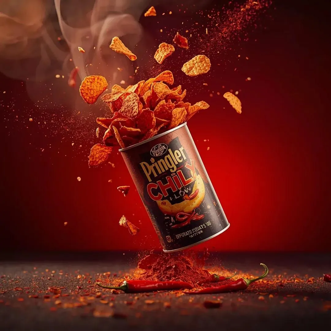 Exploding Pringles Can Advertising Prompt reference