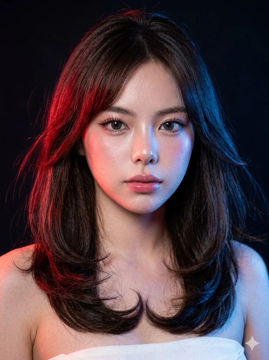 Neon Gel Lighting Studio Portrait reference