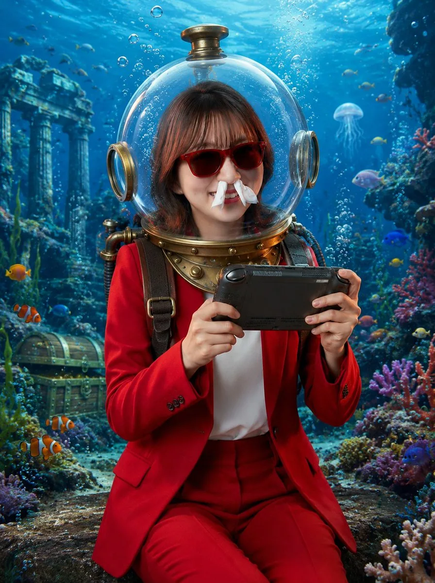 Underwater Gamer in Diving Helmet reference