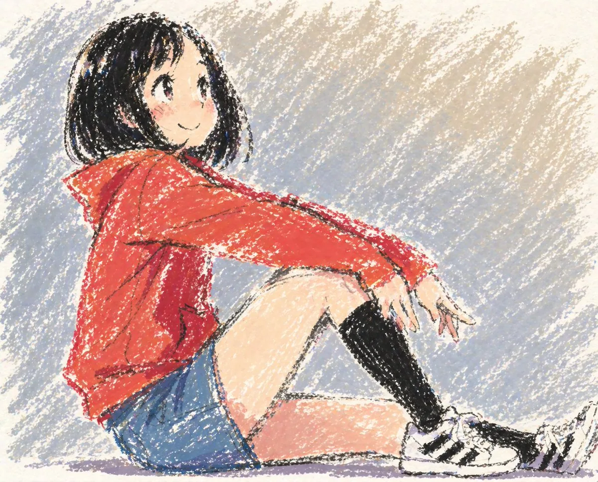 Cute Anime Girl in Oil Pastel reference