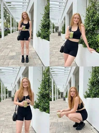 2x2 Lifestyle Fashion Collage (Sadie Sink) - Nano Banana Pro AI Prompt for Social Media Post reference