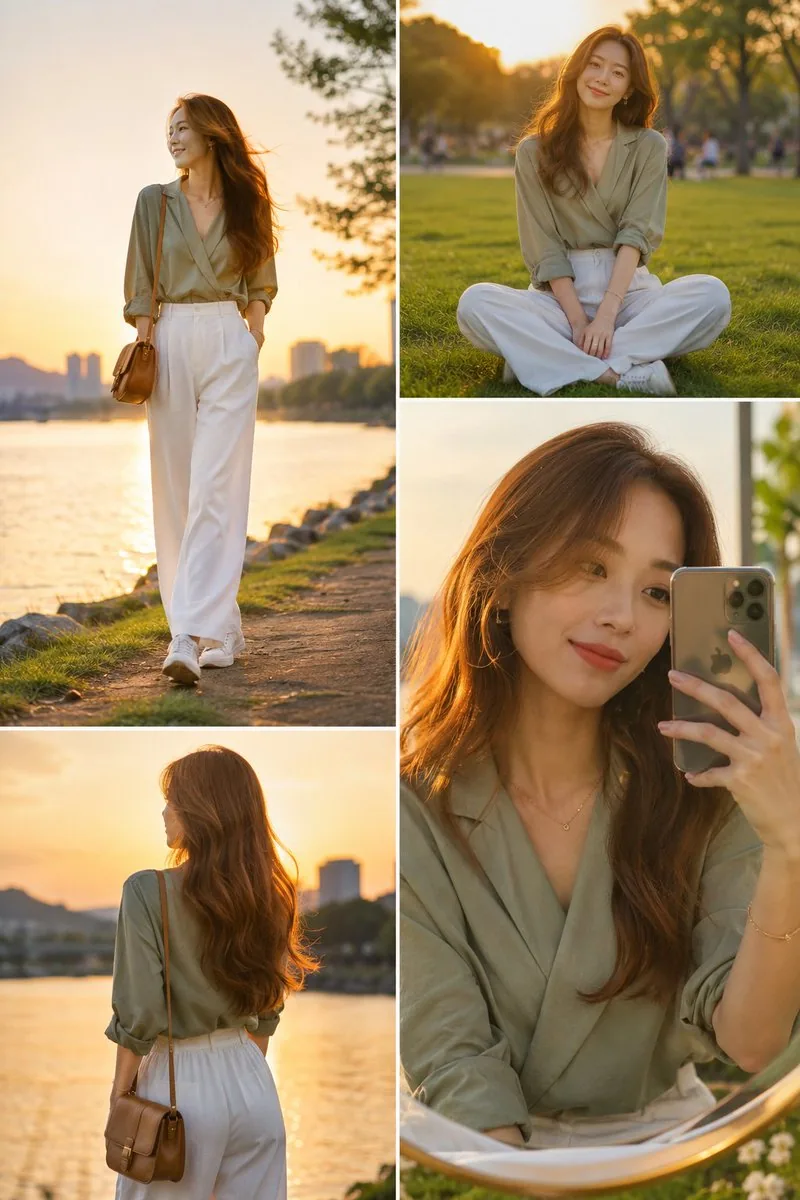 High Fashion Golden Hour Collage - Nano Banana Pro AI Prompt for Social Media Post reference