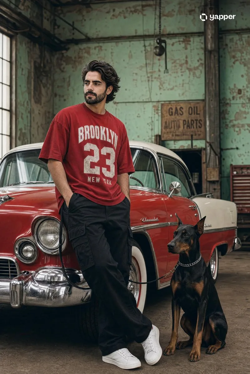 Vintage Car Streetwear Fashion Shoot reference