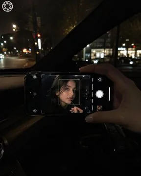 Night Car Selfie via iPhone Screen reference