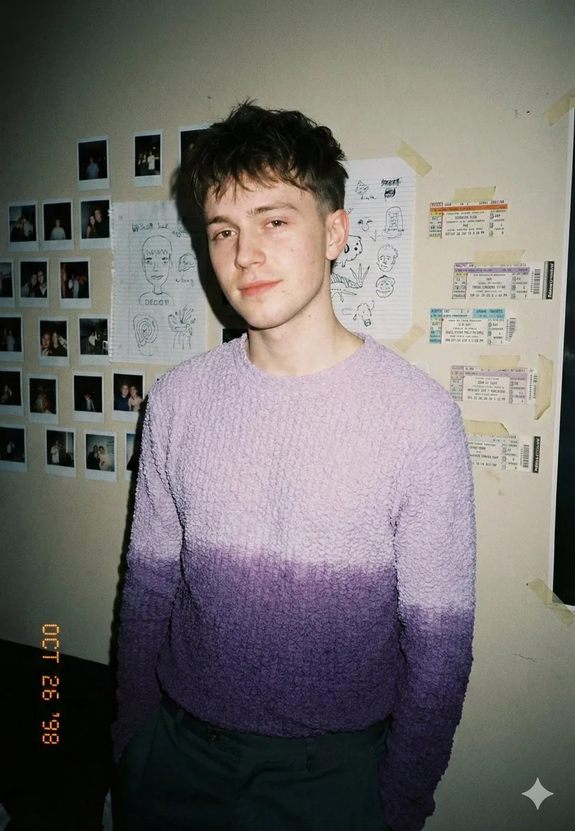 Analog-Inspired Male Portrait with Hard Flash Prompt - Nano Banana Pro AI Prompt for Social Media Post reference
