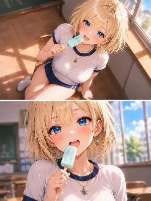Blonde Schoolgirl Ice Pop Diptych