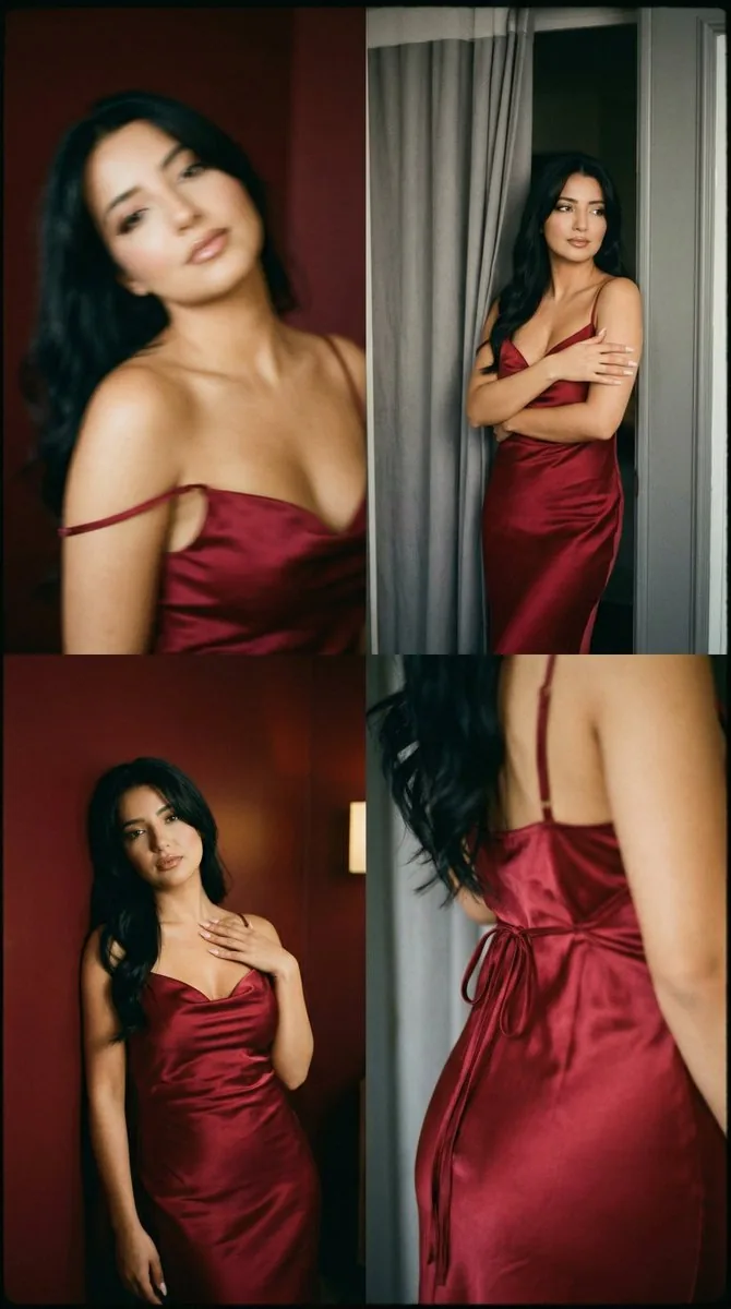 Lo-Fi Analog Boudoir 2x2 Grid Contact Sheet - Nano Banana Pro AI Prompt for Social Media Post reference