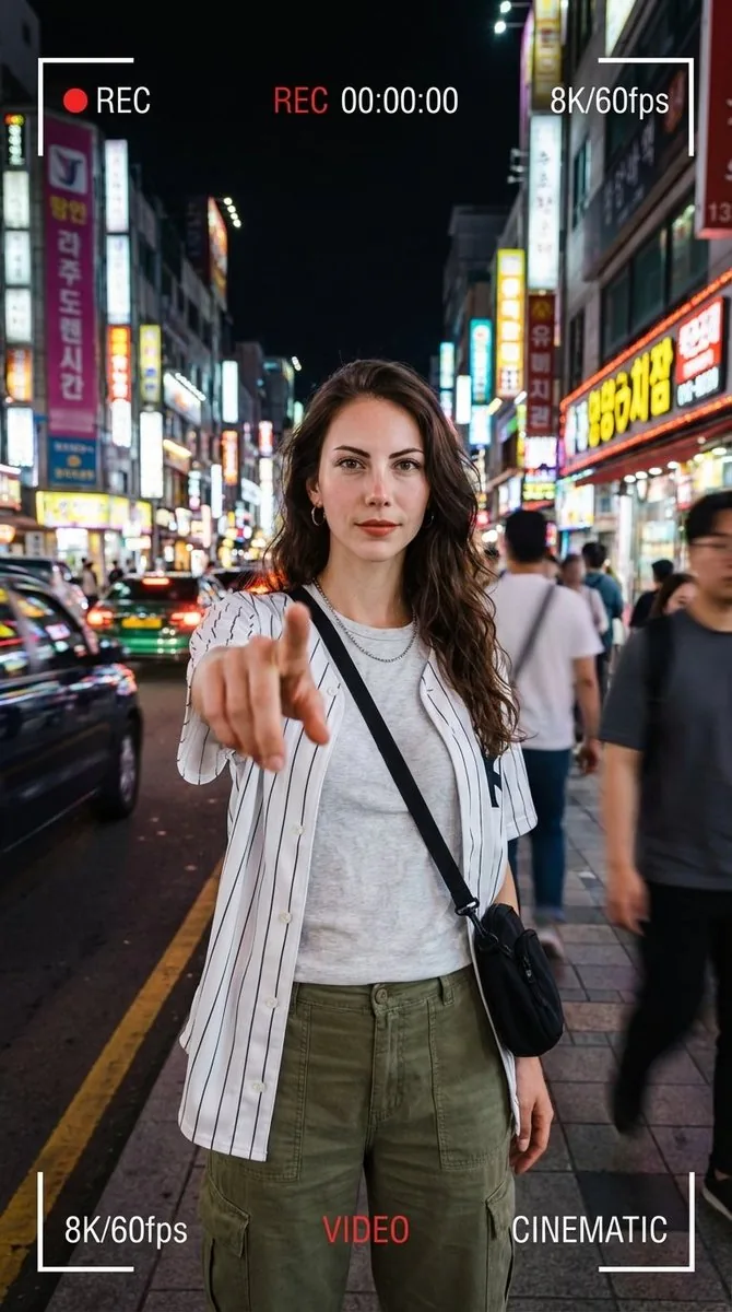Hyper-Realistic Urban Night Portrait with UI Overlay - Nano Banana Pro AI Prompt for Social Media Post reference