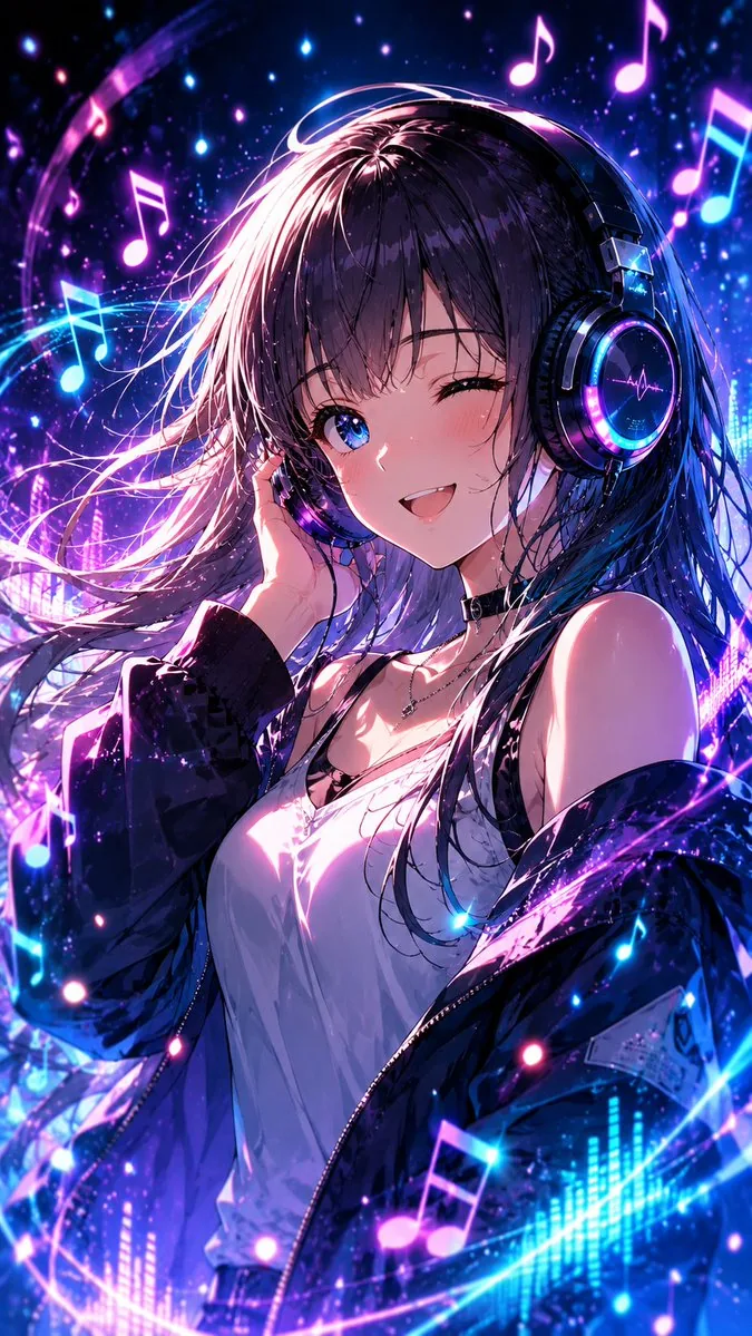 Neon Anime DJ Girl reference