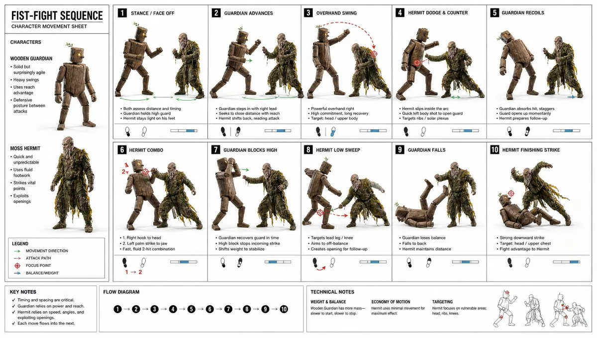 Fist-Fight Character Motion Sheet reference