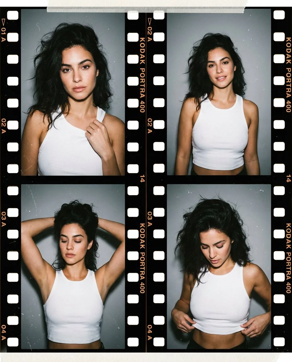 Editorial Portrait Contact Sheet Aesthetic - Nano Banana Pro AI Prompt for Social Media Post reference
