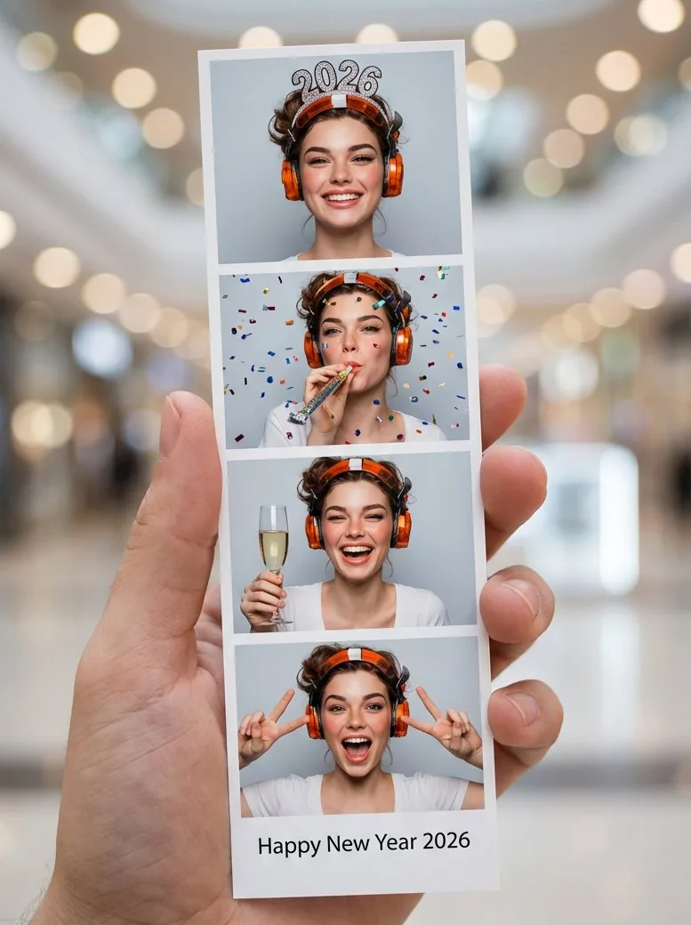 Photo-Booth Print Strip with Identity Lock - Nano Banana Pro AI Prompt for Social Media Post reference
