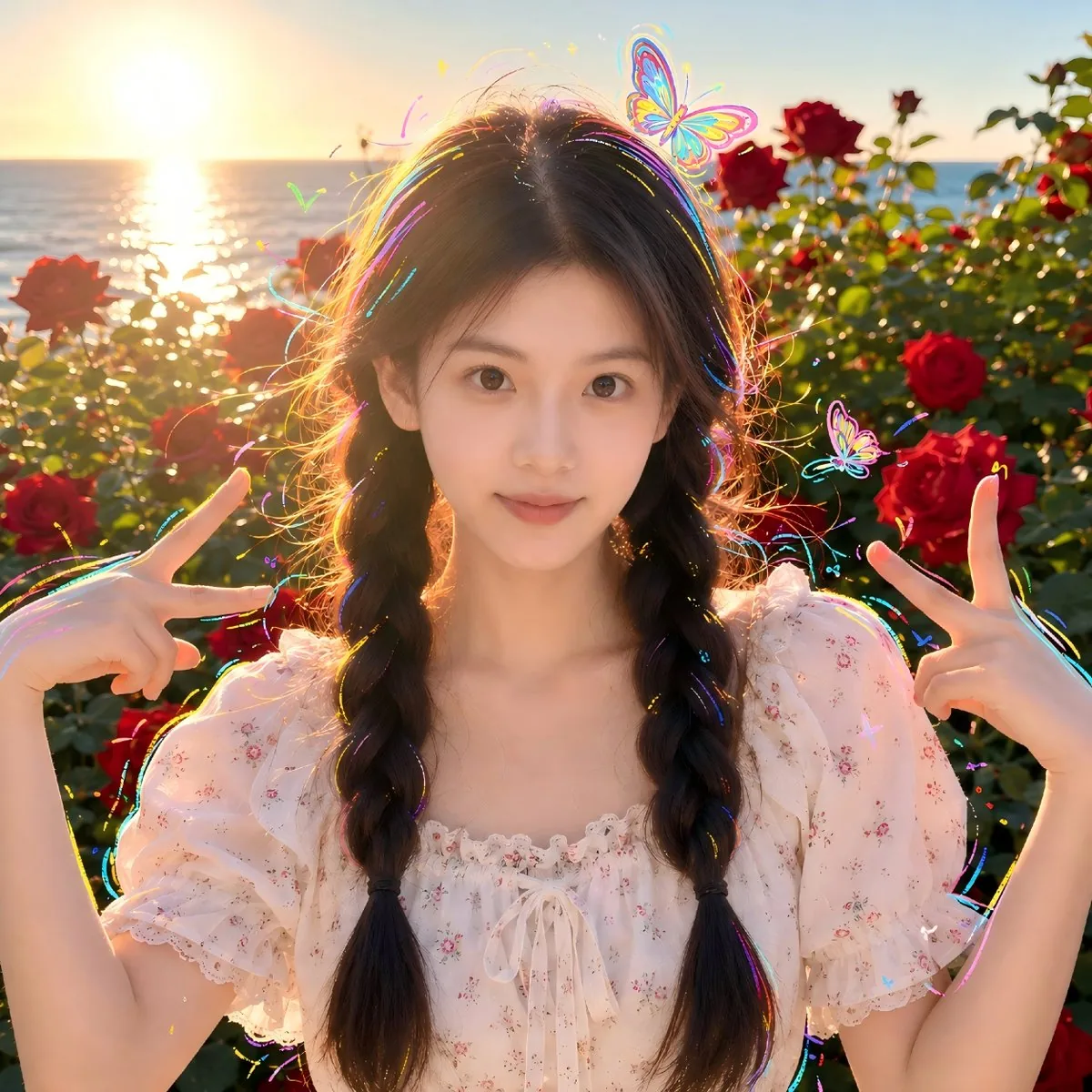 Sunset Seaside Rose Portrait reference