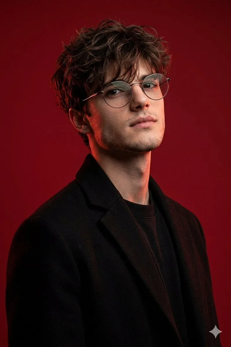 Brutal Studio Red Backdrop Portrait - Nano Banana Pro AI Prompt for Profile / Avatar reference