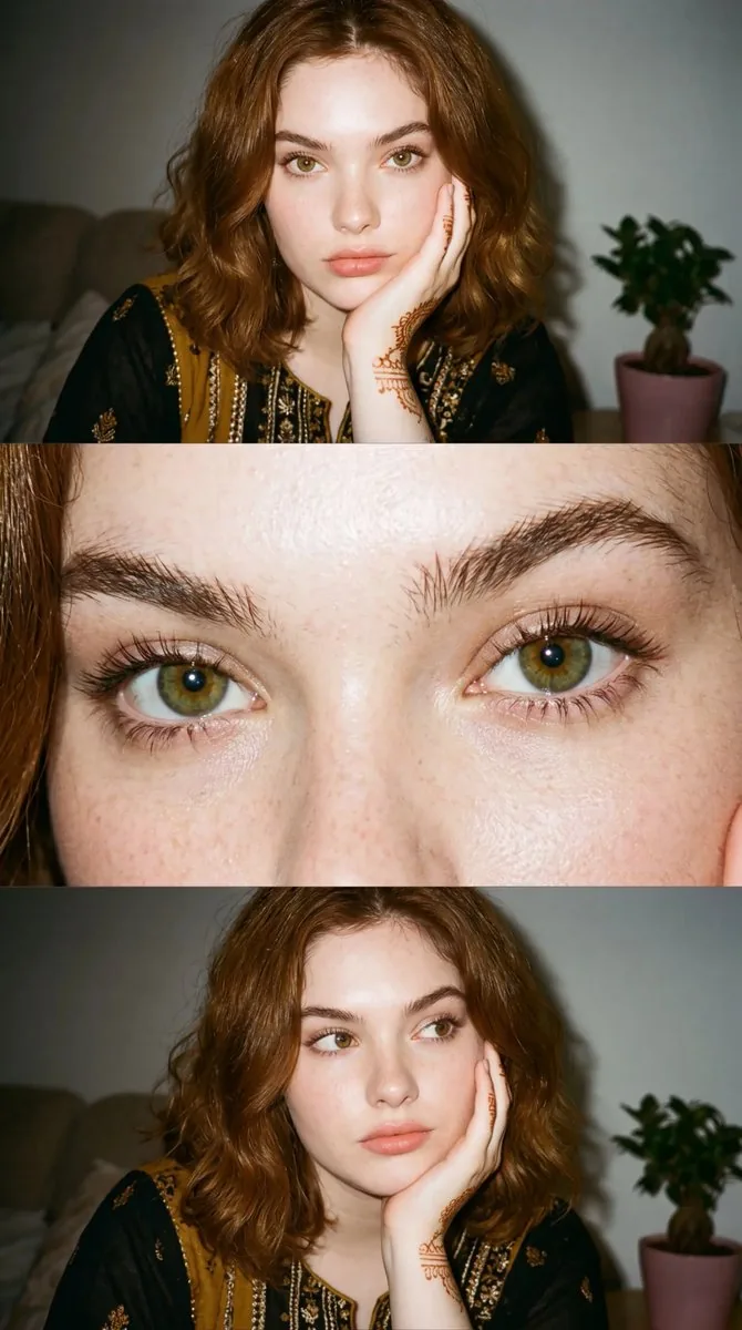 35mm Film Aesthetic Triple-Panel Portrait - Nano Banana Pro AI Prompt for Social Media Post reference