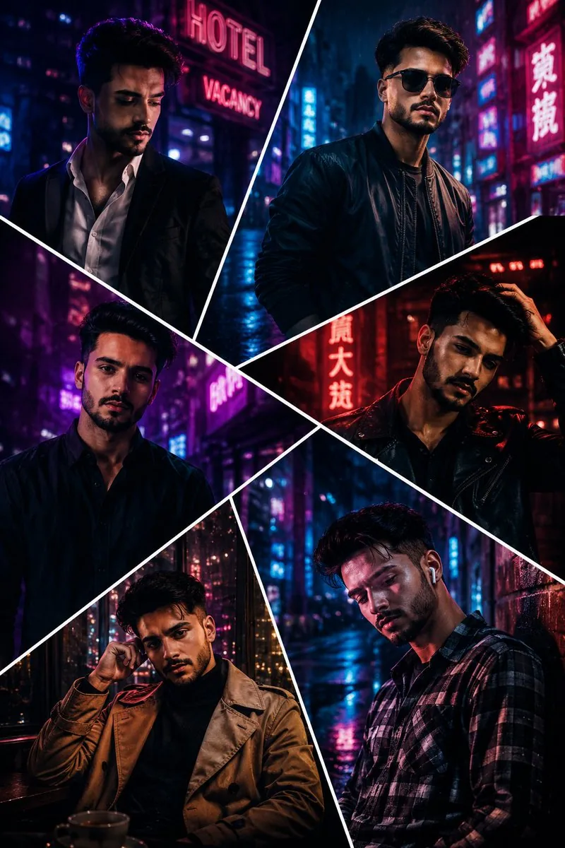 Cyberpunk Fashion Portrait Collage - Nano Banana Pro AI Prompt for Social Media Post reference