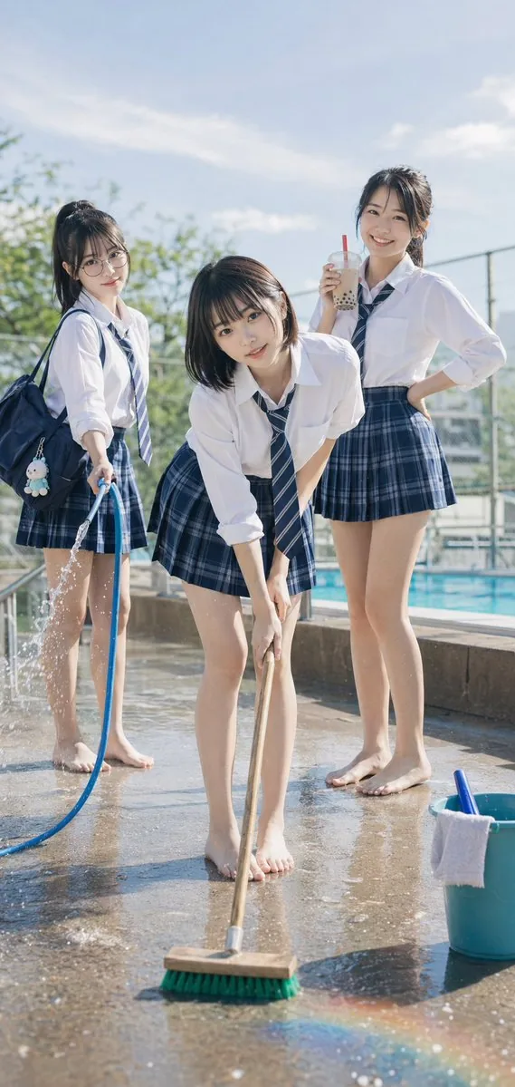 Poolside School Cleaning Scene reference