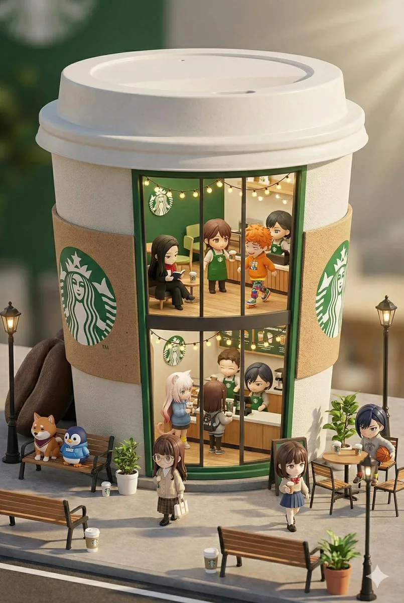 3D chibi miniature brand concept store prompt reference