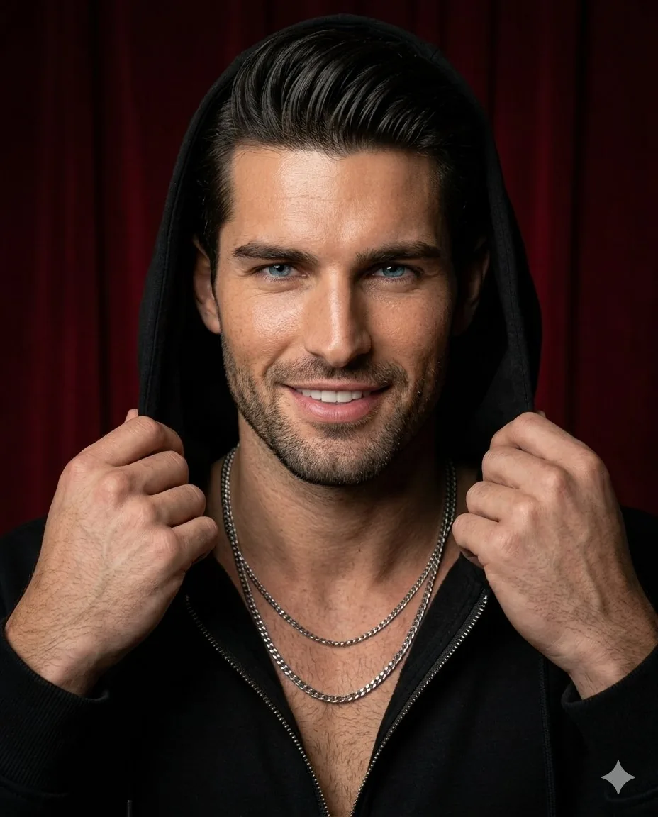 Ultra-Realistic Hooded Male Portrait reference