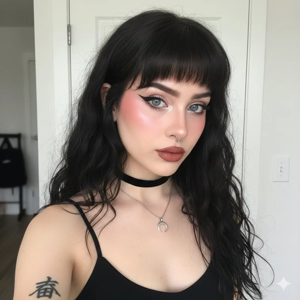 E-Girl/Soft Goth Selfie Portrait JSON Prompt - Nano Banana Pro AI Prompt for Profile / Avatar reference