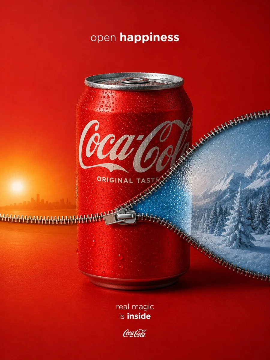 Zippered Coca-Cola World Ad reference