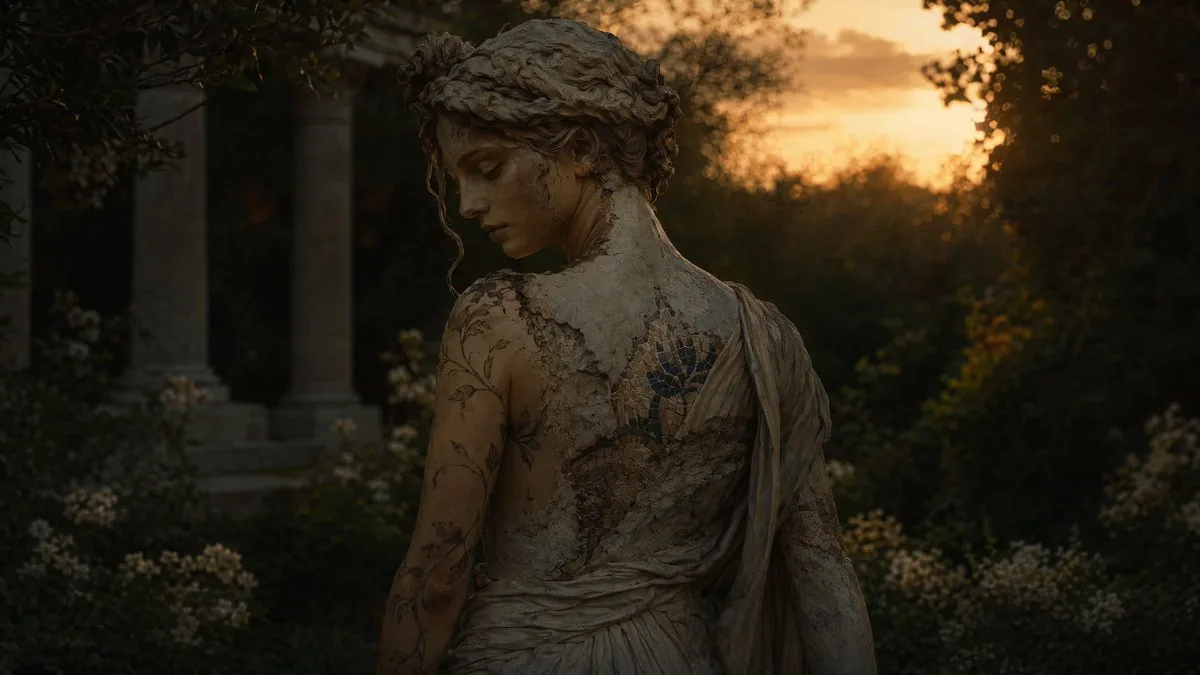 Haunting Statue Woman at Sunset reference