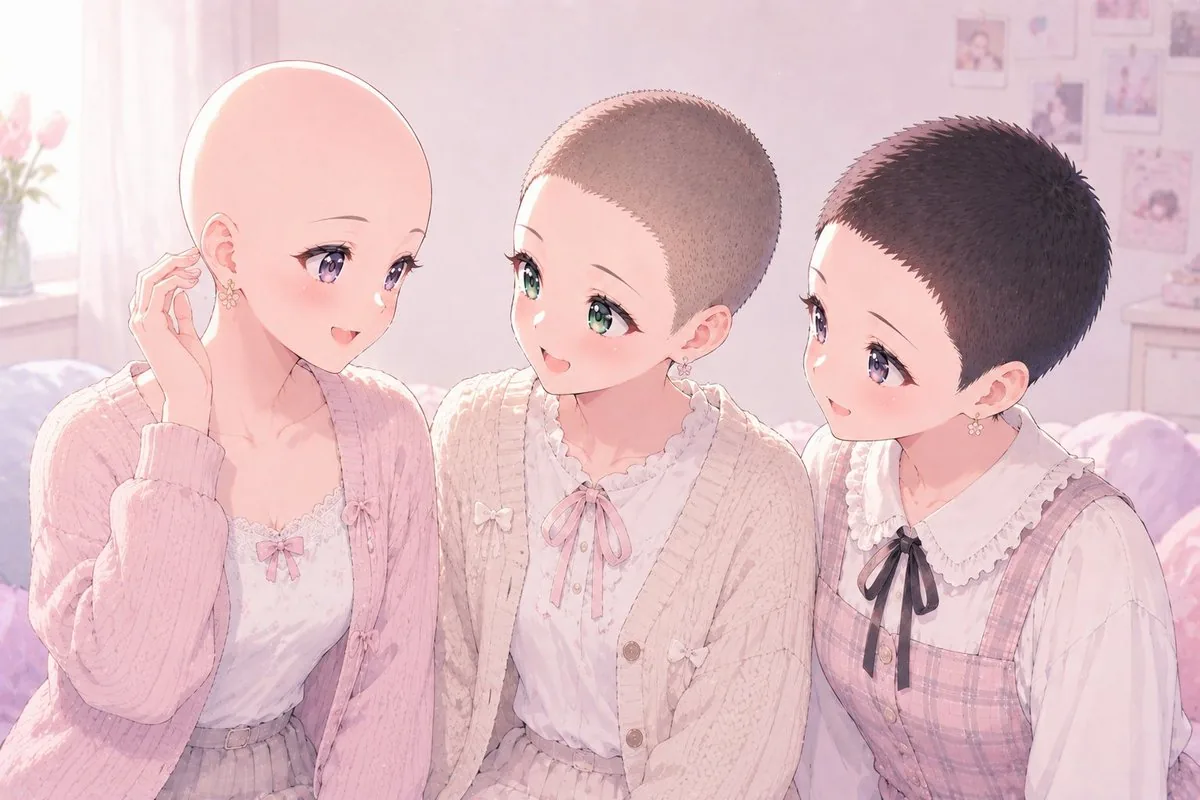 Pastel Buzz Cut Girls Portrait reference