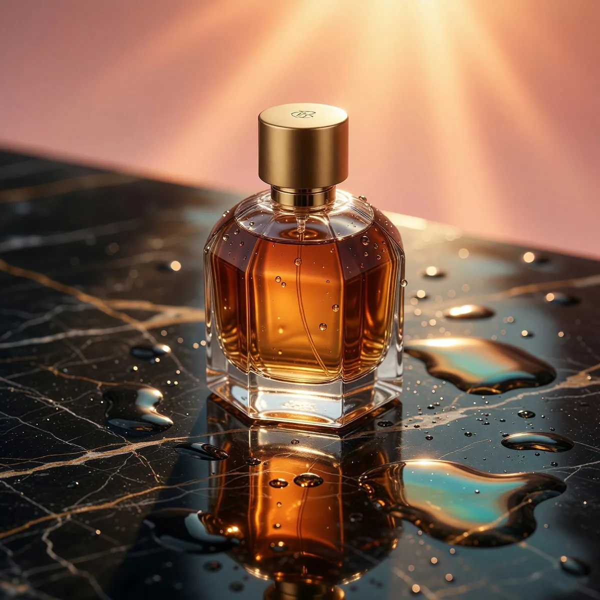 Luxury Perfume on Wet Marble reference