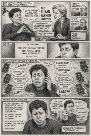 Satirical 4-Panel Caricature Comic Strip