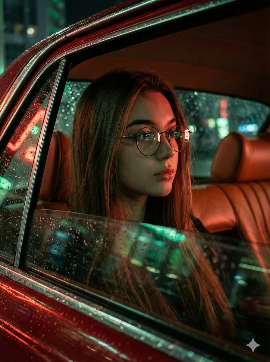 Cinematic Rainy Night Car Portrait Prompt - Nano Banana Pro AI Prompt for Profile / Avatar reference