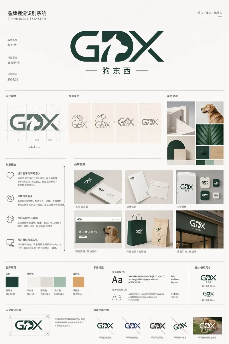 Pet Brand Identity System Board reference