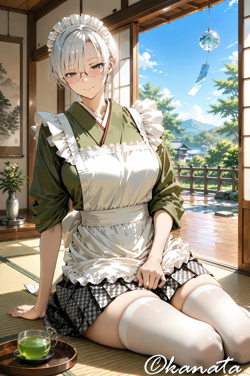 Summer Japanese Maid Resting reference