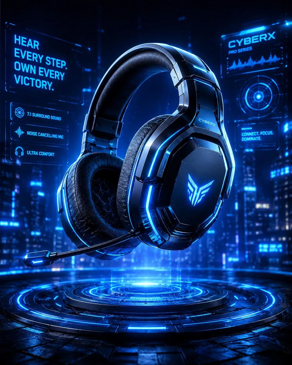 Futuristic Gaming Headset Render reference
