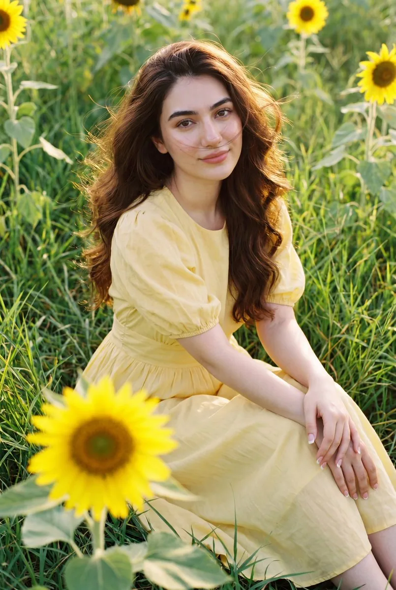 Romantic Sunflower Field Portrait reference